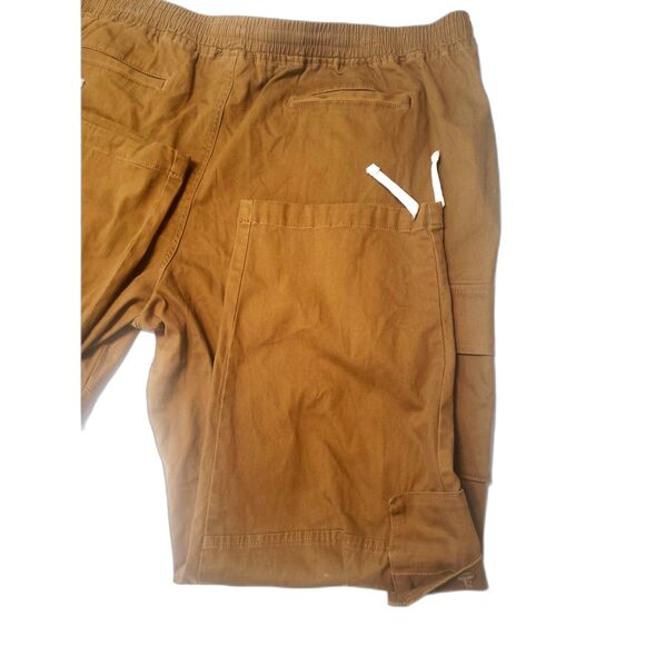 NWT No Boundaries Brown Elastic Waist Drawstring 8 Pocket Cargo Pants Size 3XL - Picture 3 of 12
